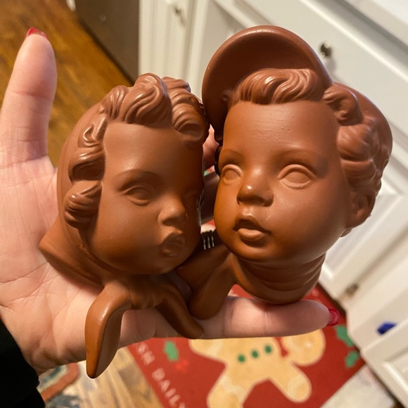 Goebel Terracotta Other - Goebel Terracotta 1958 Boy and Girl Heads wall Hanging West Germany
